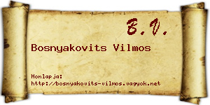 Bosnyakovits Vilmos névjegykártya